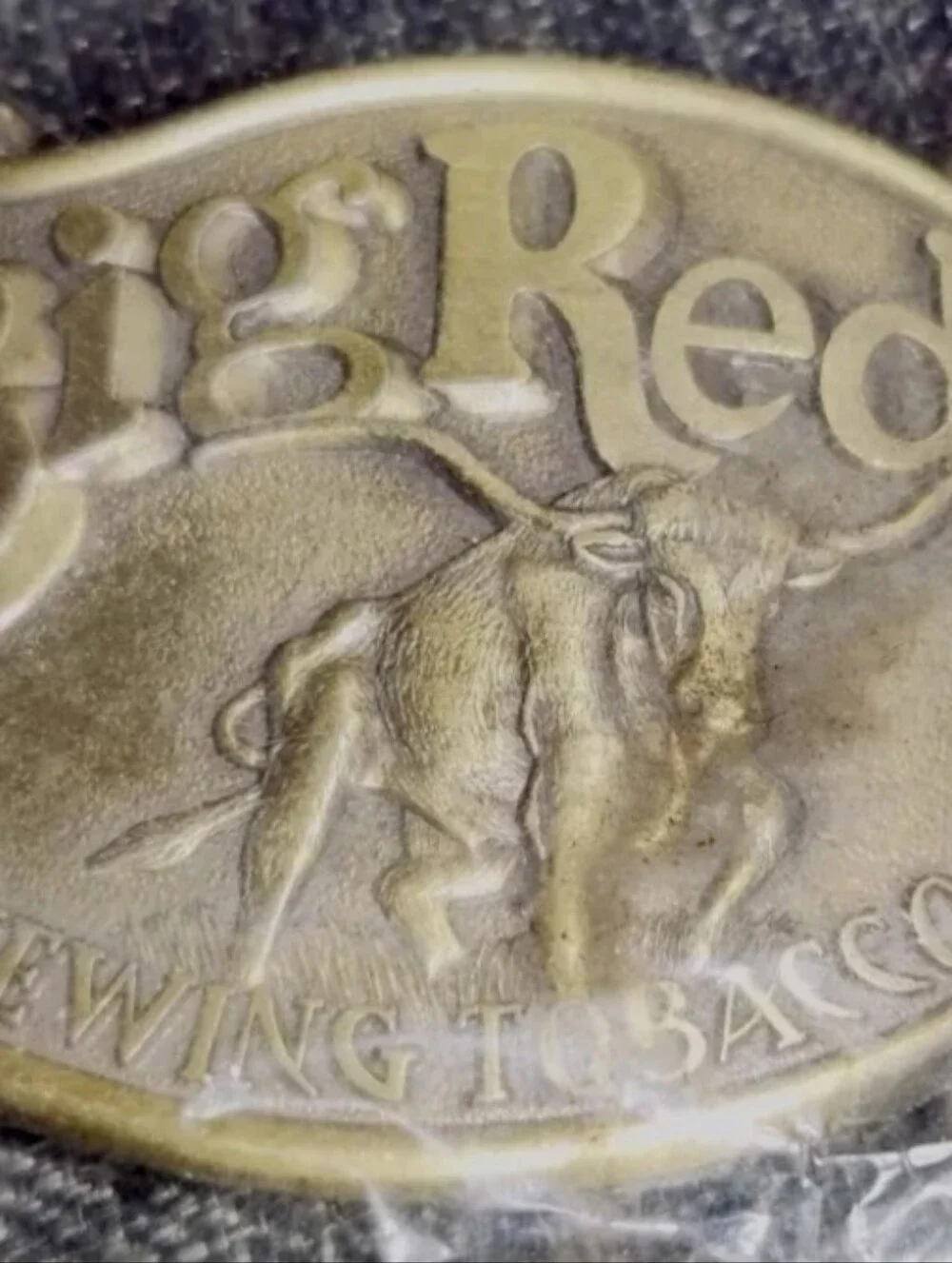 Big Red Chewing Tobacco Belt Buckle Bull Advertising Promotional 2.75